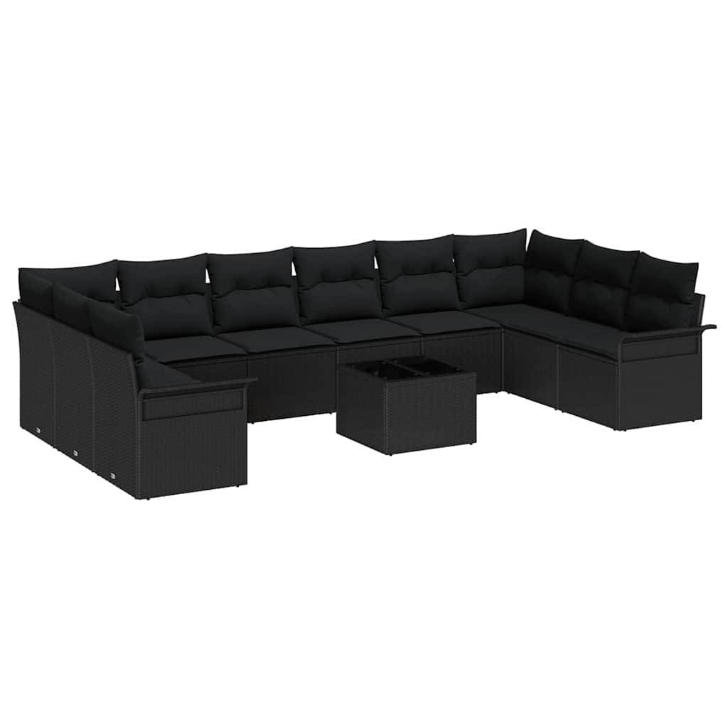 vidaXL Garten-Sofa-Set mit Kissen 11 pcs Beige Poly Rattan