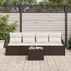vidaXL Garten-Sofa-Set mit Kissen mit Speicher 5 pcs Braun und Creme