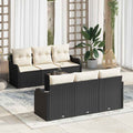 vidaXL Gartensofa-set mit Kissen mit Speicher 7 pcs Schwarz und Creme