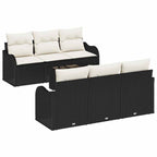 vidaXL Gartensofa-set mit Kissen mit Speicher 7 pcs Schwarz und Creme
