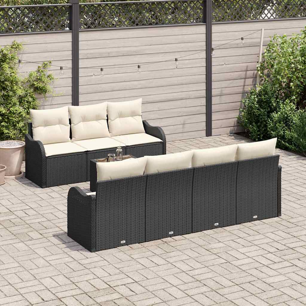 vidaXL Gartensofa-set mit Kissen mit Speicher 8 pcs Schwarz und Creme