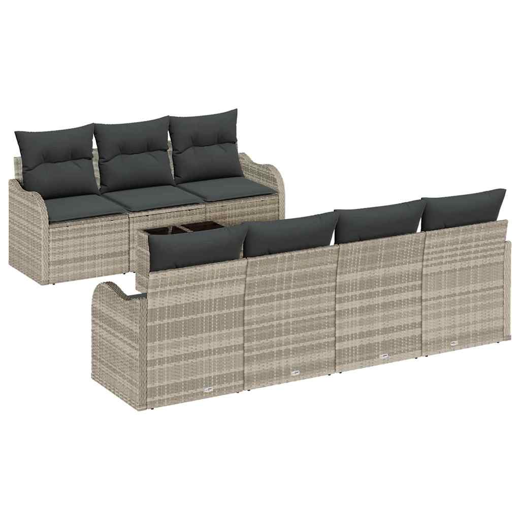 vidaXL Gartensofa-set mit Kissen 8 pcs Hellgrau und Dunkelgrau