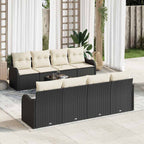 vidaXL Gartensofa-set mit Kissen mit Speicher 9 pcs Schwarz und Creme