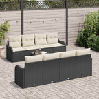 vidaXL Gartensofa-set mit Kissen mit Speicher 9 pcs Schwarz und Creme