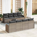 vidaXL Gartensofa-set 9 pcs Grau Poly-Rattan und Stahl und Glas