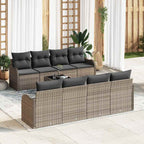 vidaXL Gartensofa-set 9 pcs Grau Poly-Rattan und Stahl und Glas