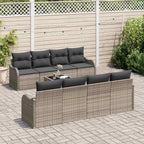 vidaXL Gartensofa-set 9 pcs Grau Poly-Rattan und Stahl und Glas