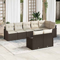 vidaXL Garten-Sofa-Set mit Kissen 8 pcs Braun und Weiß Poly Rattan