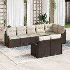 vidaXL Garten-Sofa-Set mit Kissen 8 pcs Braun und Weiß Poly Rattan