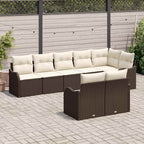 vidaXL Garten-Sofa-Set mit Kissen 8 pcs Braun und Weiß Poly Rattan