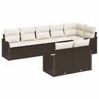vidaXL Garten-Sofa-Set mit Kissen 8 pcs Braun und Weiß Poly Rattan
