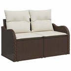 vidaXL Garten-Sofa-Set mit Kissen 8 pcs Braun und Weiß Poly Rattan