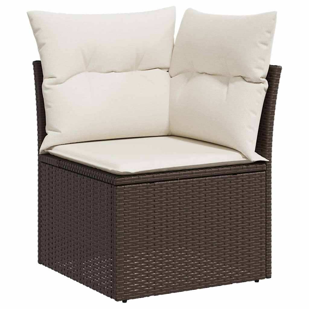 vidaXL Garten-Sofa-Set mit Kissen 8 pcs Braun und Weiß Poly Rattan