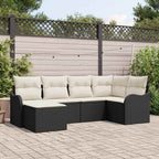 vidaXL Garten-Sofa-Set mit Kissen 6 pcs Schwarz und Weiß Poly Rattan