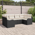 vidaXL Garten-Sofa-Set mit Speicher 6 pcs Schwarz und Weiß Poly Rattan
