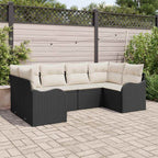 vidaXL Garten-Sofa-Set mit Speicher 6 pcs Schwarz und Weiß Poly Rattan