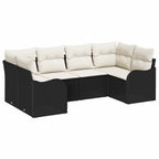 vidaXL Garten-Sofa-Set mit Speicher 6 pcs Schwarz und Weiß Poly Rattan