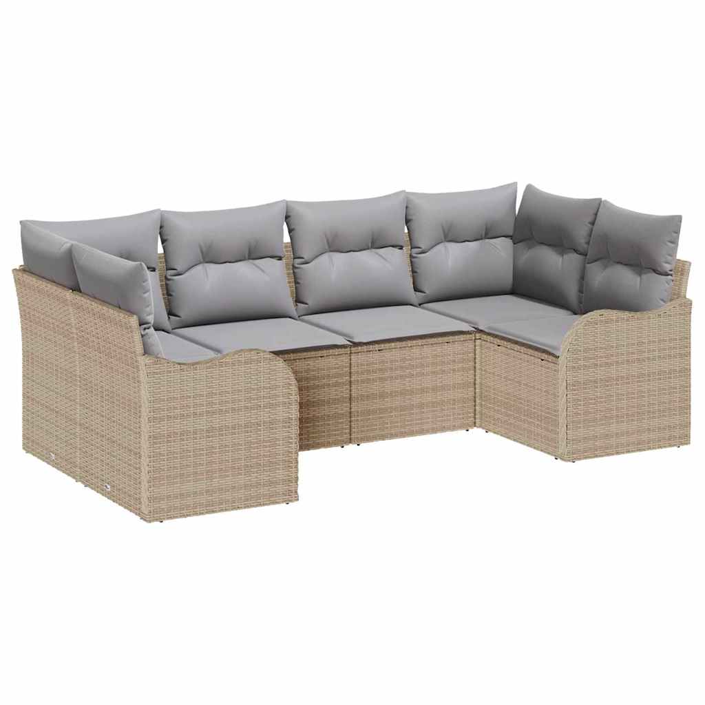 vidaXL Garten-Sofa-Set 6 pcs Beige und Hellgrau Poly Rattan
