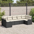 vidaXL Garten-Sofa-Set mit Speicher 7 pcs Schwarz und Weiß Poly Rattan