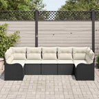 vidaXL Garten-Sofa-Set mit Speicher 7 pcs Schwarz und Weiß Poly Rattan