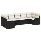 vidaXL Garten-Sofa-Set mit Speicher 7 pcs Schwarz und Weiß Poly Rattan
