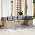 vidaXL Garten-Sofa-Set 7 pcs Beige und Hellgrau Poly Rattan