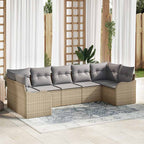 vidaXL Garten-Sofa-Set 7 pcs Beige und Hellgrau Poly Rattan