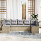 vidaXL Garten-Sofa-Set 7 pcs Beige und Hellgrau Poly Rattan