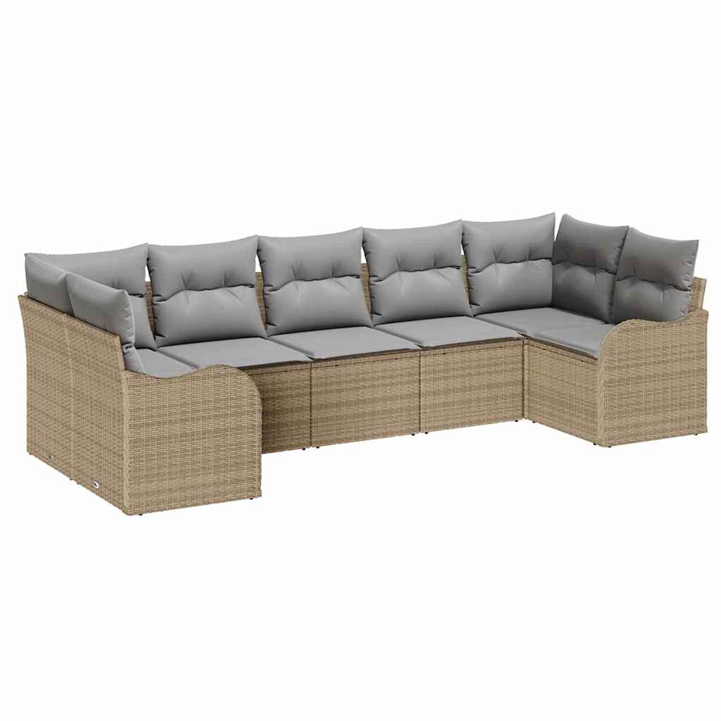 vidaXL Garten-Sofa-Set 7 pcs Beige und Hellgrau Poly Rattan