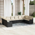 vidaXL Gartensofa-set mit Speicher 10 pcs Schwarz und Weiß Poly-Rattan