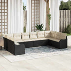 vidaXL Gartensofa-set mit Speicher 10 pcs Schwarz und Weiß Poly-Rattan