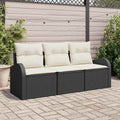 vidaXL Garten-Sofa-Set mit Speicher 3 pcs Schwarz und Weiß Poly Rattan