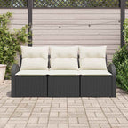 vidaXL Garten-Sofa-Set mit Speicher 3 pcs Schwarz und Weiß Poly Rattan