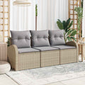 vidaXL Garten-Sofa-Set 3 pcs Beige und Hellgrau Poly Rattan
