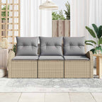 vidaXL Garten-Sofa-Set 3 pcs Beige und Hellgrau Poly Rattan