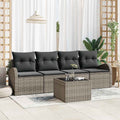 vidaXL Gartensofa-set mit Speicher mit Kissen 5 pcs Grau Poly-Rattan