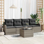 vidaXL Gartensofa-set mit Speicher mit Kissen 5 pcs Grau Poly-Rattan