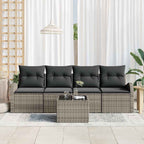 vidaXL Gartensofa-set mit Speicher mit Kissen 5 pcs Grau Poly-Rattan