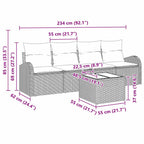 vidaXL Gartensofa-set mit Speicher mit Kissen 5 pcs Grau Poly-Rattan