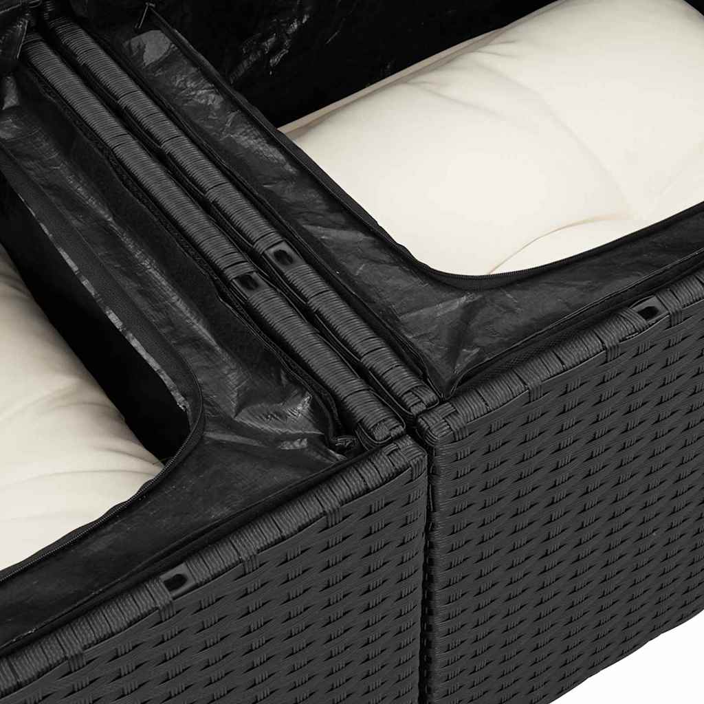 vidaXL Gartensofa-set mit Speicher 6 pcs Schwarz und Creme Poly-Rattan