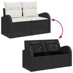 vidaXL Gartensofa-set mit Speicher 6 pcs Schwarz und Creme Poly-Rattan