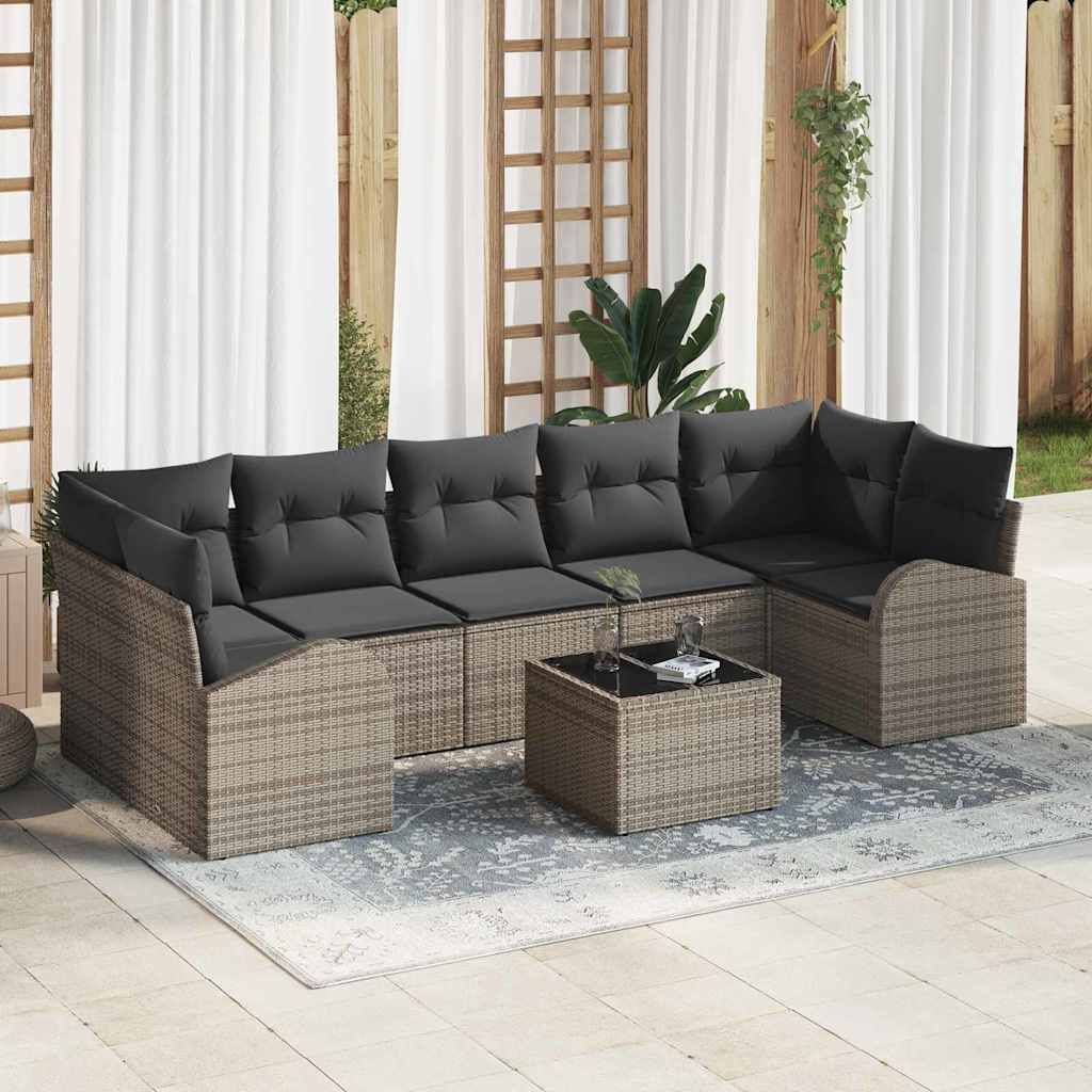 vidaXL Gartensofa-set 8 pcs Grau 289 x 124 x 69 cm Poly-Rattan