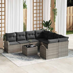 vidaXL Sofa Set mit Kissen mit Speicher 9 pcs Grau Poly-Rattan