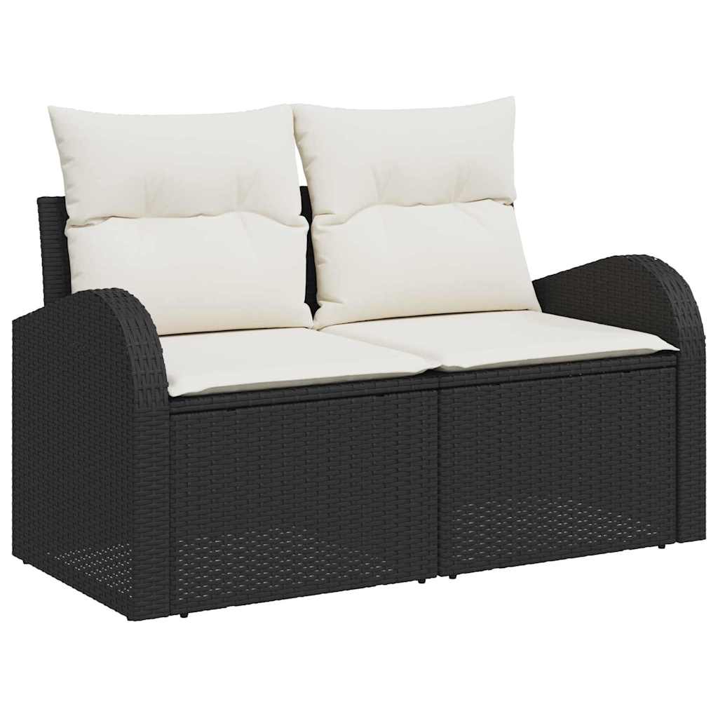 vidaXL Sofa Set mit Kissen 4 pcs Schwarz und Weiß Poly-Rattan