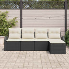 vidaXL Sofa Set mit Kissen 5 pcs Schwarz und Weiß Poly-Rattan