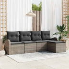 vidaXL Sofa Set mit Kissen mit Speicher 5 pcs Grau Poly-Rattan