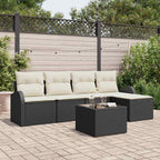vidaXL Sofa Set mit Kissen 6 pcs Schwarz und Weiß Poly-Rattan