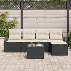 vidaXL Sofa Set mit Kissen 6 pcs Schwarz und Weiß Poly-Rattan