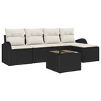 vidaXL Sofa Set mit Kissen 6 pcs Schwarz und Weiß Poly-Rattan