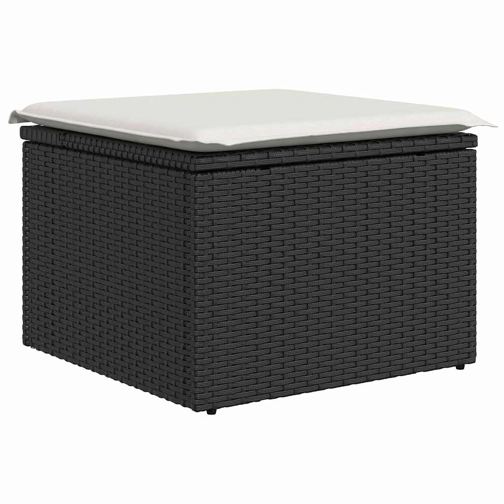 vidaXL Sofa Set mit Kissen 6 pcs Schwarz und Weiß Poly-Rattan
